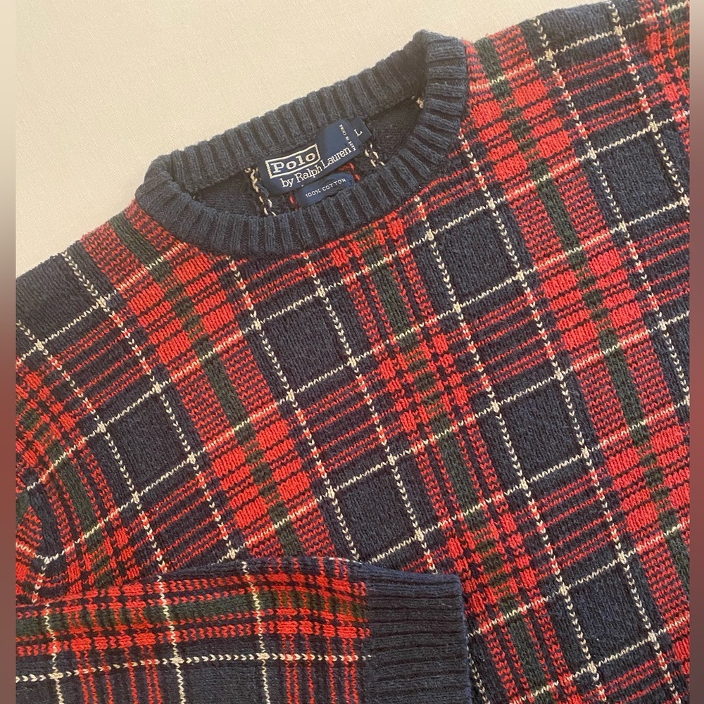 Polo by Ralph Lauren Red and Blue Plaid Crewneck Sweater